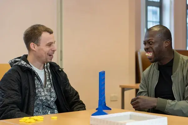Look Ahead customers seated while talking and laughing