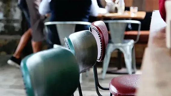 Close-up shot of chairs in a hospitality venue