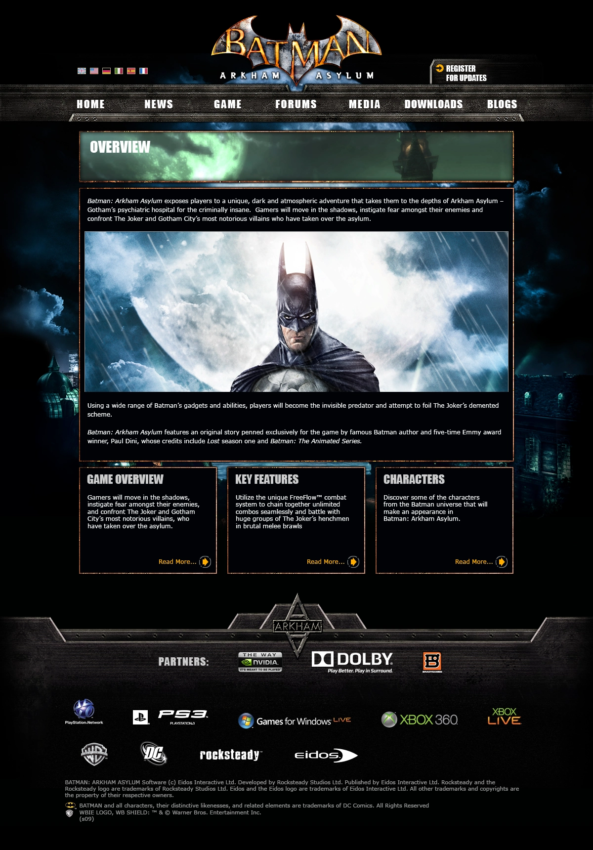 Website Game Information page